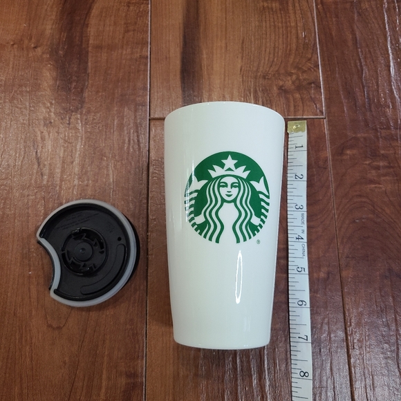 Starbucks Classic White Green Ceramic Tumbler Coffee Travel Mug Drinkware 12 OZ - Picture 7 of 7
